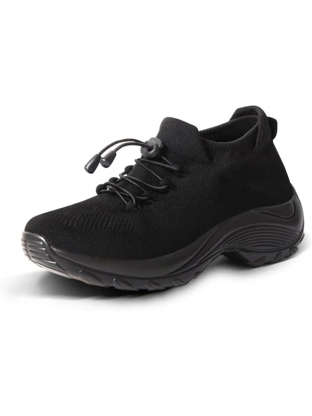 Women's Black Orthopedic Breathable Slip on Trainers Thick Bottom Sneaker Shoes